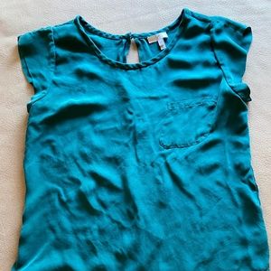 JOIE Women's XS 100% Silk ‘Rancher’ Tee Emerald Green Short Sleeve Top